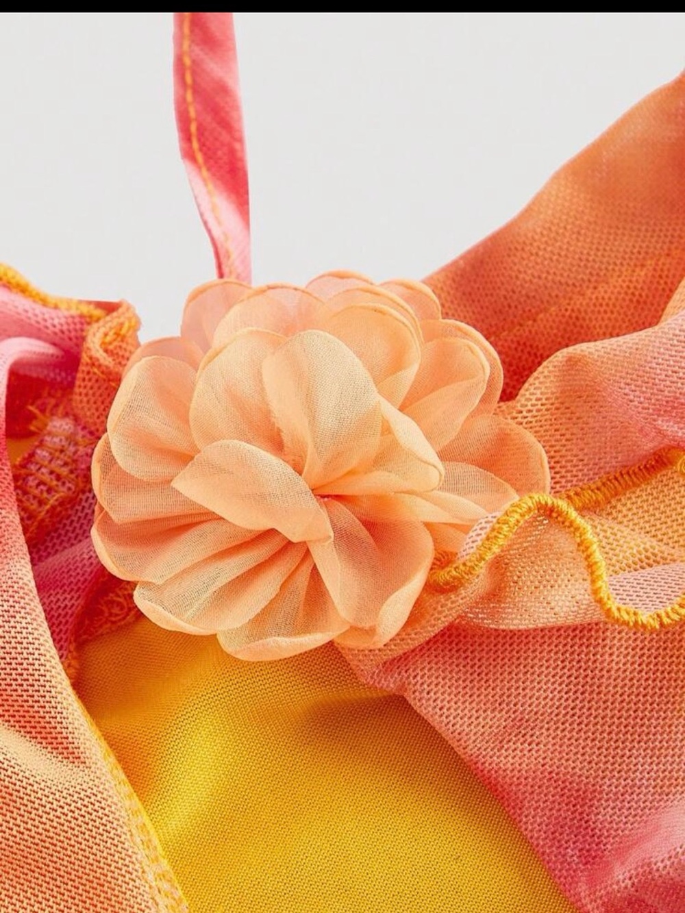 SHEIN Pink Orange Floral Ruffled Halter Tank Top - Picture 3 of 3